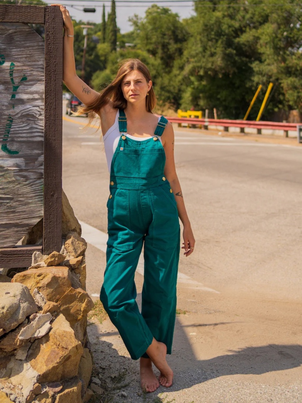 Big Bud Press Overalls Hunter Green XL Rigid Denim Curved Bib Utility Workwear